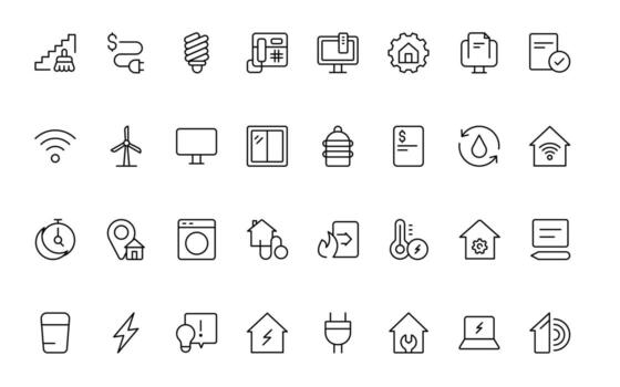 Public utilities linear signed icon collection. Signed thin line icons collection. Set of public utilities simple thin icon illustration. vector