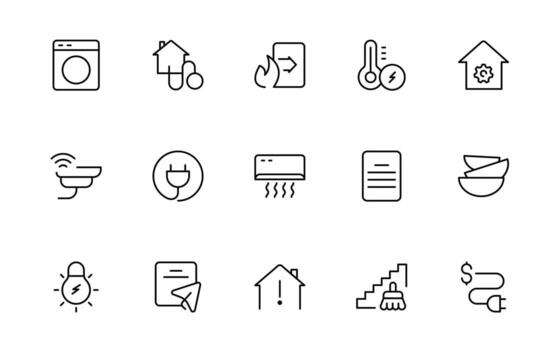 Public utilities linear signed icon collection. Signed thin line icons collection. Set of public utilities simple thin line collection. vector