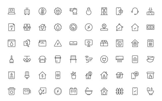 Public utilities linear signed icon collection. Signed thin line icons collection. Set of public utilities simple thin icon set. vector