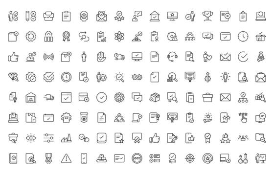Quality Control icons. Included as inspect, QA, qualify, quality control, check, verify, and more minimal thin line icon collection. vector