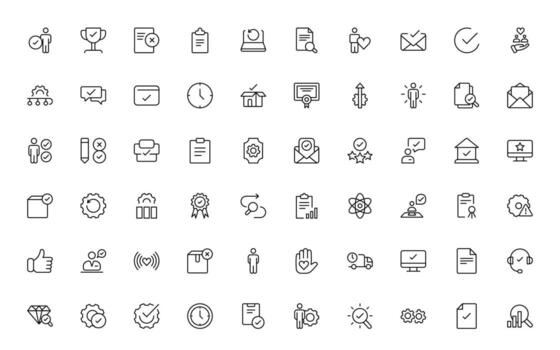 Quality Control icons. Included as inspect, QA, qualify, quality control, check, verify, and more simple minimal thin line collection. vector