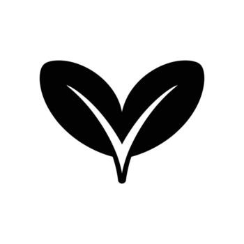 Isolated Black Leaf Heart Icon on White Background for Design Projects vector