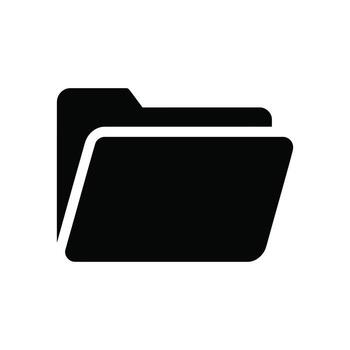 Icon of an Open Black Folder with Rounded Edges Isolated on White vector