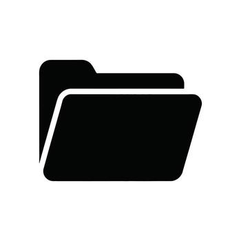 Solid Black Open File Folder Icon, Isolated Illustration on White Background vector