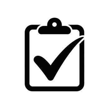 Clipboard With Check Mark Icon Black Checklist Symbol on White Background vector