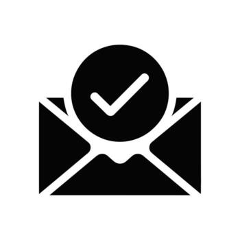 Email Envelope Icon With Checkmark Inside, Showing Completed Or Confirmed Message vector