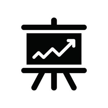 Isolated Black Presentation Board with Upward Trending Graph Icon on White Background vector