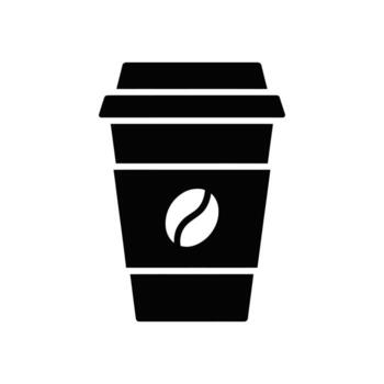 Icon of Coffee Cup with Bean Design on White Background for Design Projects vector