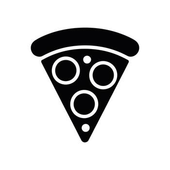 Isolated Slice Of Pizza With Three Toppings Black Icon On White Background vector