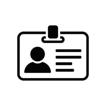 Identification Badge Icon with Person and Lines Details on White Background vector