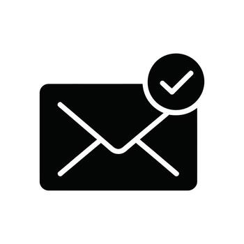 Email Received Icon Envelope with Checkmark for Message Delivery Confirmation on White vector