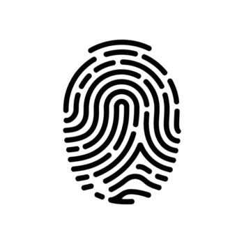 Isolated Black Fingerprint Icon on White Background for Security Identification System vector