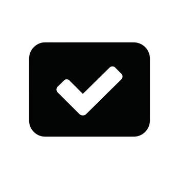 White Check Mark in a Black Rounded Square Icon on White Background vector