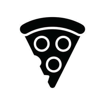 Slice Of Pizza Icon With Bite Mark Isolated On White Background For Web vector