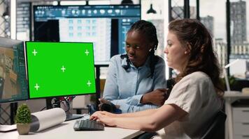 Property developer working with architectural floor plans and mockup display, creating walls structure with measurements and housing designs. Managing residential real estate projects. Camera B. video