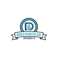 mundo diabetes día azul mano logo diabetes conciencia vector