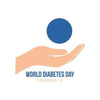 mano participación azul circulo mundo diabetes día noviembre vector