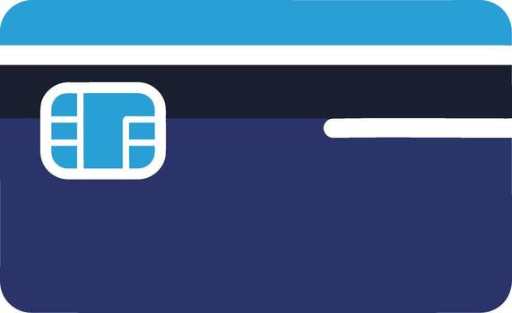 Blue credit card with chip for secure financial transactions. vector