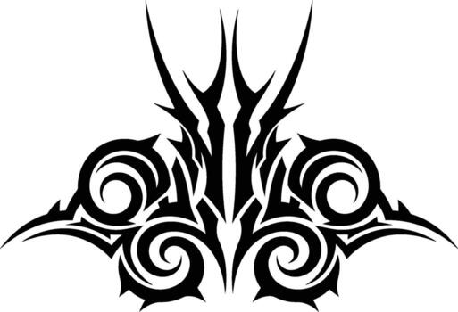Intricate black tribal design with swirling patterns and sharp edges vector