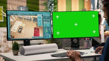 sviluppatore usi Software per revisione proprietà layout e copia spazio, vero tenuta pianificazione e costruzione gestione. progettazione un' edificio struttura con zonizzazione regolamenti per crescita. telecamera b. video