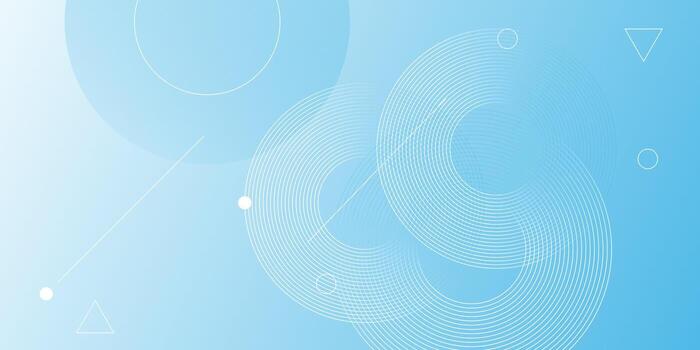 Abstract Geometric Design with Circles Lines and Triangles on Blue Gradient. vector