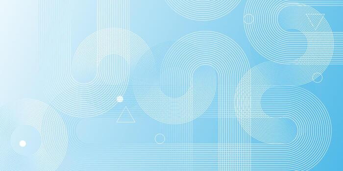Abstract Geometric Design with White Lines and Shapes on a Light Blue Gradient Background. vector