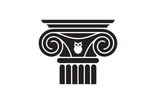 Ancient Greek Ionic Column Silhouette Design vector