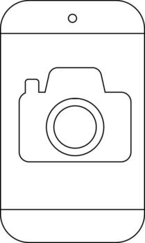 smartphone line icon and camera icon vector