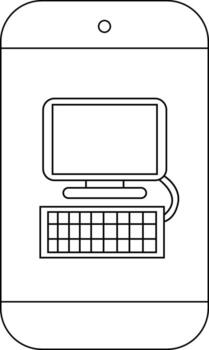 teléfono inteligente línea icono y computadora teclado icono vector