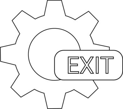 line icon gear wheel and exit button icon vector