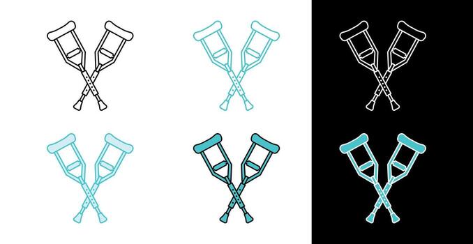 Pair of Crutches crossed icon in line and fill style vector