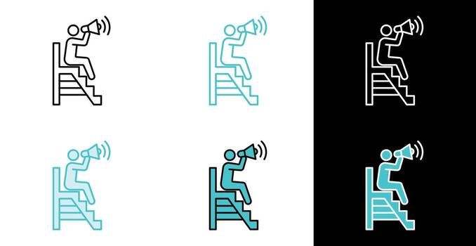 Lifeguard making announcement with megaphone icon in line and fill style vector