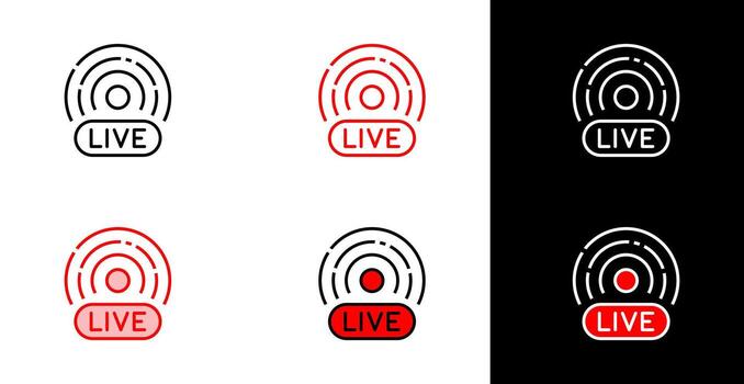 Broadcast wave signal icon for live streaming and online content in line and fill style vector