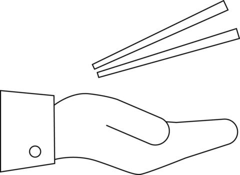 line icon hand carrying chopsticks icon vector