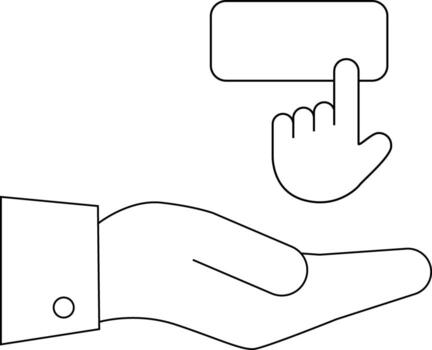 line icon of a hand carrying a finger icon clicking a button vector
