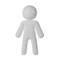 abstrakt 3d ikon mänsklig användare form i vit, uppsättning mot en transparent bakgrund, porträtterar en enkel, generisk utan ansikte en figur png