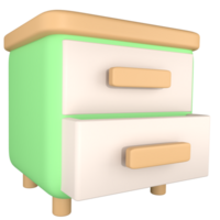 mesita de noche accesorios 3d ilustración png