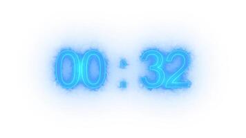 Glowing Blue Fiery 35 Second Timer on a White Background video