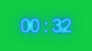 Thirty-Five Second Neon Timer on Chroma Key Background video