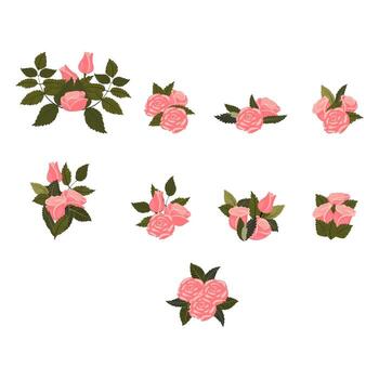 ligero rosado rosas. un conjunto de composiciones para tu diseño. ilustración en un blanco antecedentes. vector