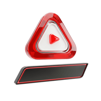 brillante rojo jugar botón icono con un pulcro rectangular elemento abajo png