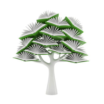 albero di conoscenza con verde libro le foglie e bianca tronco, simboleggiante formazione scolastica, crescita, e intellettuale saggezza png