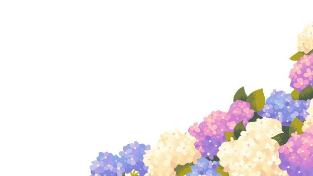 blanco antecedentes con hortensia sucursales. fondo marco, frontera con hortensia. botánico marco vector