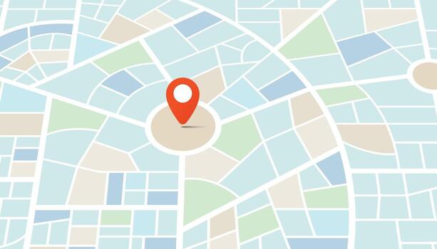 Custom city navigation simple map top view with location pin vector