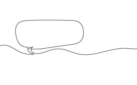 Continuous one line drawing of speech bubble. Minimalist doodle chat icon. Black and white outline, simple monoline illustration for communication, dialog, talk. vector