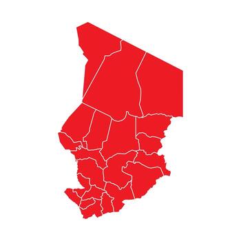 Abstract Red Chad Map with Cities vector