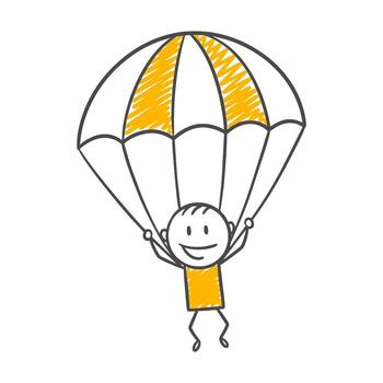 Towards New Goals An Airborne Advance of a Smiling Character. vector