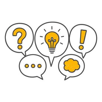 Dialogue and Communication Flow Symbolic Representation of the Process of Questioning Idea Generation and Reaching a Conclusion. vector