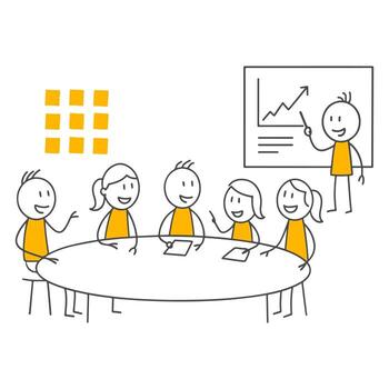 A Team Presentation Driven by Strategic Unity, Generating Creative Solutions and Catalyzing Action. vector