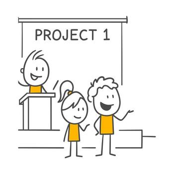 Teamwork and Success Employees Explaining Their Ideas and Providing Team Support During a Project Presentation. vector